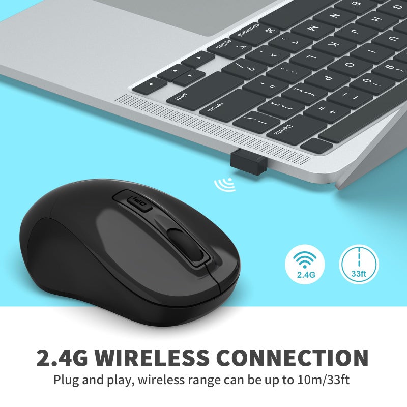 LeadsaiL ماوس لاسلكي رفيع من ليدسيل، ماوس USB 2.4G للابتوب، الكمبيوتر المكتبي، ماك بوك - أقل ضوضاء، 4 أزرار - Image 2